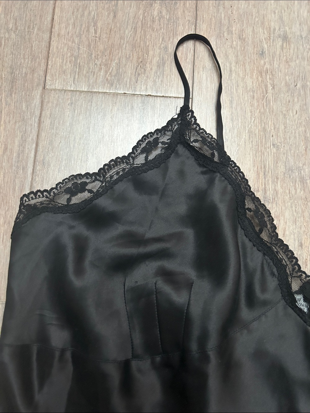 VTG Allison Taylor Black Lace-Trim Silk Camisole Top size XL - Picture 3 of 16